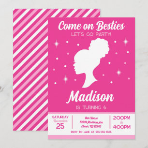 Pink Doll Besties Fashion Party Birthday  Invitation