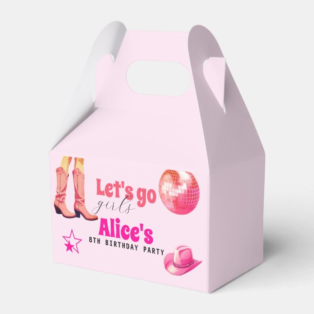 Pink Doll Birthday Party, Girl Malibu Birthday Favor Box (Front Side)