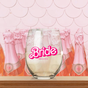Pink Doll Fancy and Fabulous Bachelorette Party Stemless Wine Glass