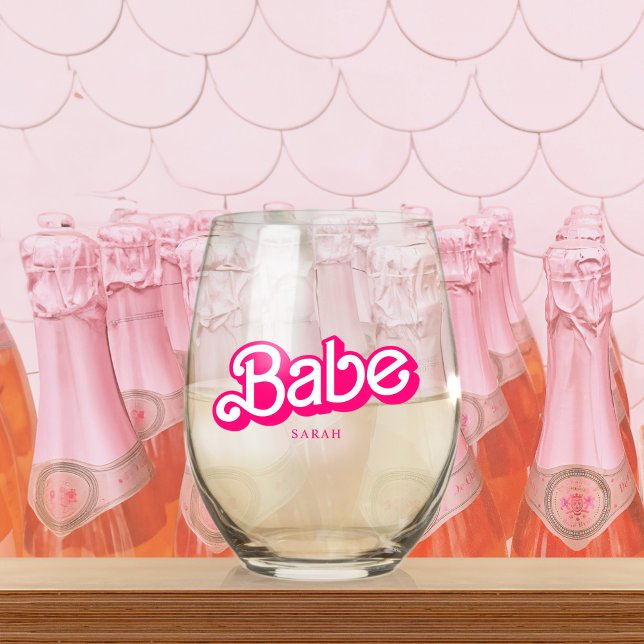 Pink Doll Fancy and Fabulous Bachelorette Party Stemless Wine Glass (Creator Uploaded)