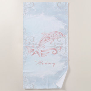 Pink Dolphin Personalized Beach Towel
