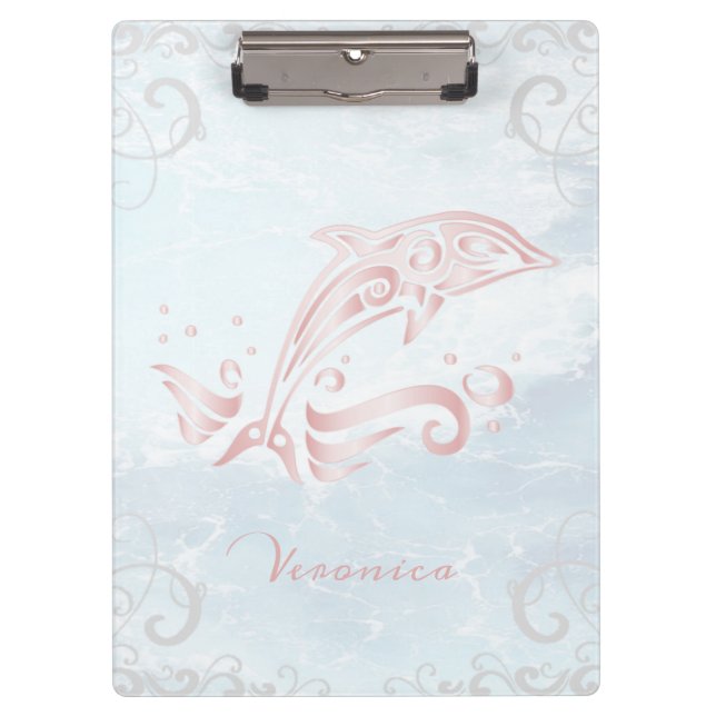 Pink Dolphin Personalized Clipboard (Front)