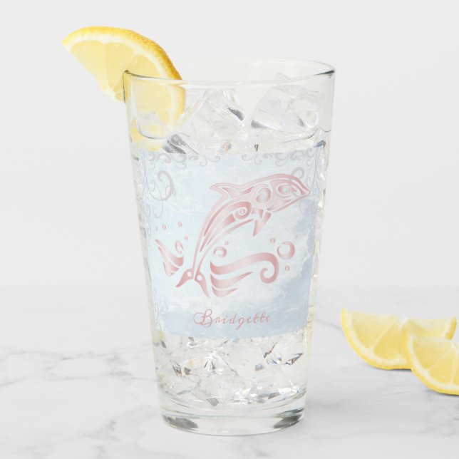 Pink Dolphin Personalized Glass (Front Ice)