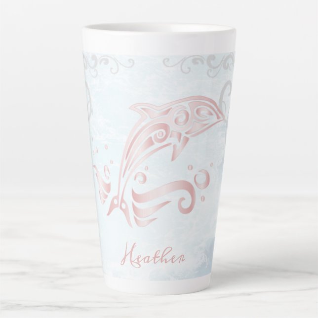 Pink Dolphin Personalized Latte Mug (Front)