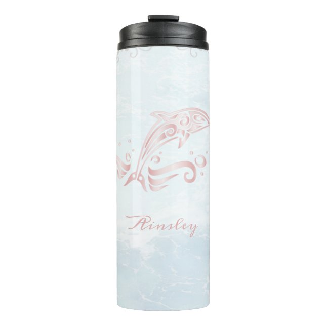 Pink Dolphin Personalized Thermal Tumbler (Front)