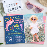 Pink Dolphin Under The Sea Girl Birthday Photo