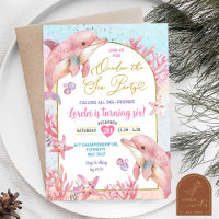 Pink Dolphins Sea Party First Birthday Girl