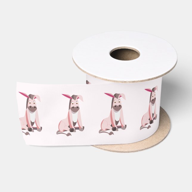 Pink Donkey Funny Ribbon Satin Ribbon (Spool)