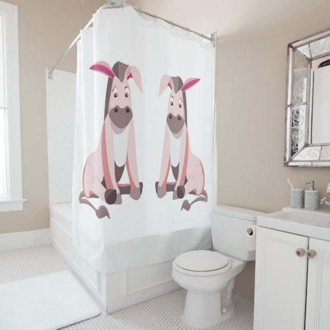 Pink Donkey Shower Curtain - Customizable (In Situ)