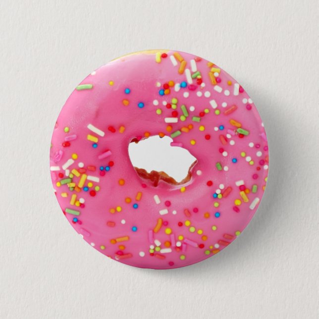 Pink donut 2 inch round button (Front)