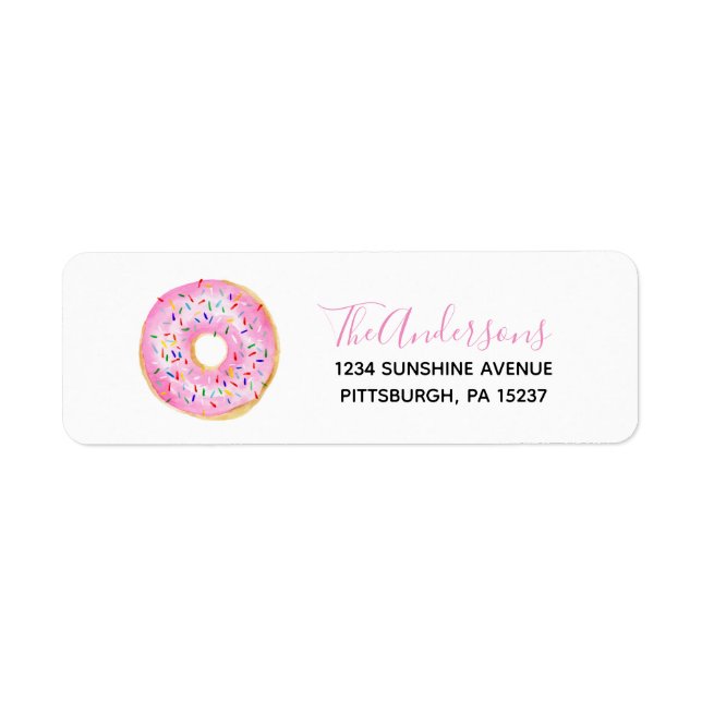 Pink Donut Baby Sprinke Adresse de retour (Devant)