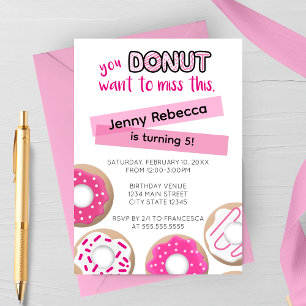 Pink Donut Birthday Invitation