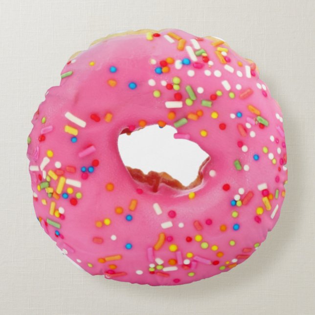 Pink donut round pillow (Front)