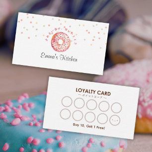 Pink Donut Sprinkle Cute Bakery Loyalty Business Card