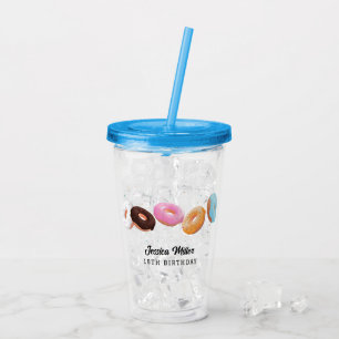 Pink Donut Sprinkles Fun Quote Cute Add Name Acrylic Tumbler