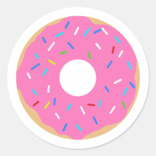 Pink Donut With Sprinkles Classic Round Sticker