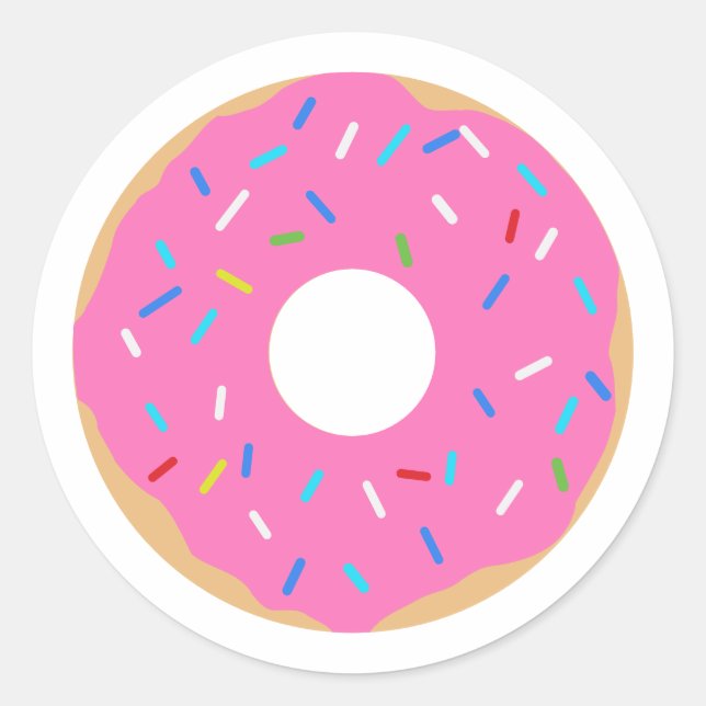 Pink Donut With Sprinkles Classic Round Sticker (Front)
