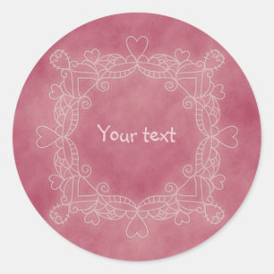 Pink doodle design classic round sticker