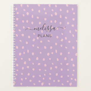Pink doodle dots personalized planner