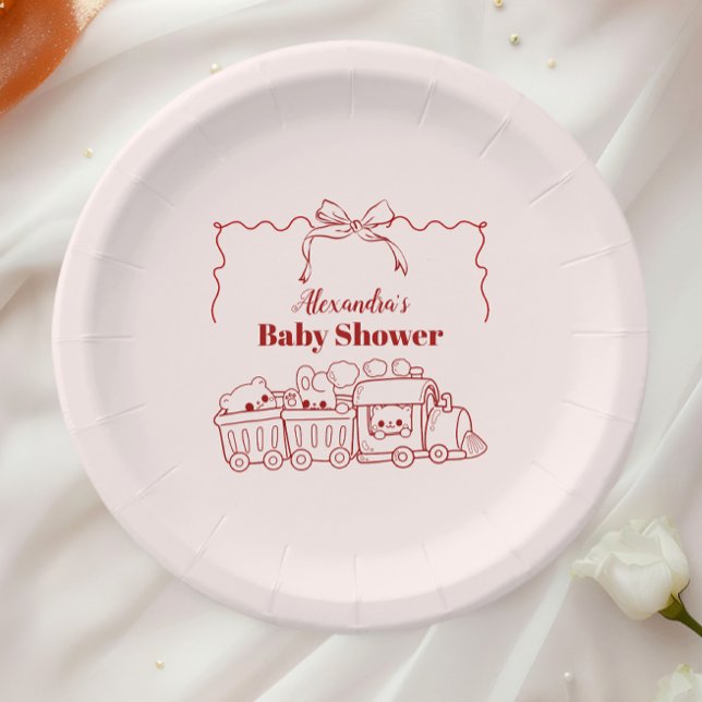 Pink Doodle Toys Bow Baby Shower Paper Plate (Creator Uploaded)