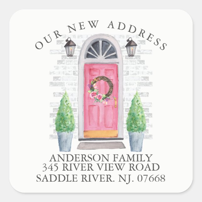 Pink Door | New Home Address Label Sticker (Front)