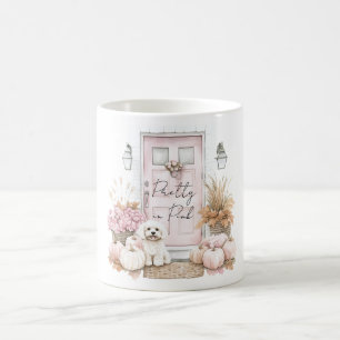 Pink Door Pumpkins Flowers Dog Coffee Mug