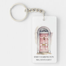 Pink Door Watercolor Logo Real Estate Agent