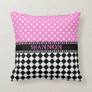 Pink Dot Chequerboard Throw Pillow