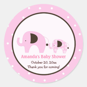 Pink Dot Elephant Round Sticker