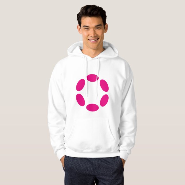 Pink Doted Simple Men's Hoodie  (Front Full)