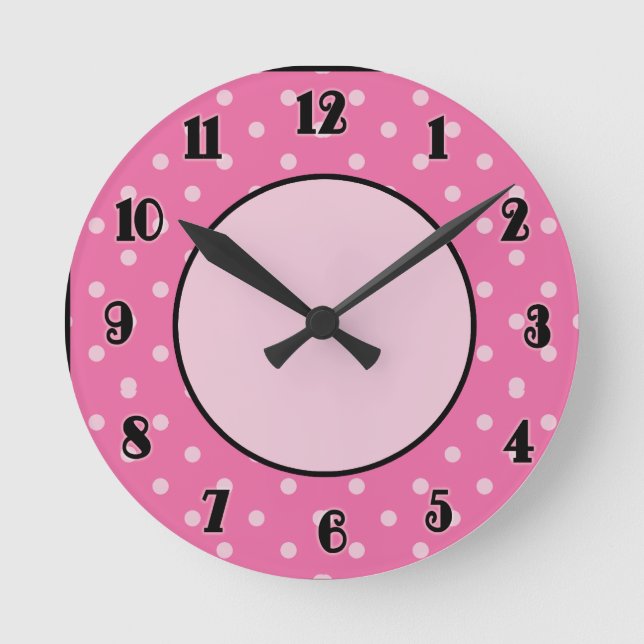 Pink Dots and Black Accents Clock (Front)