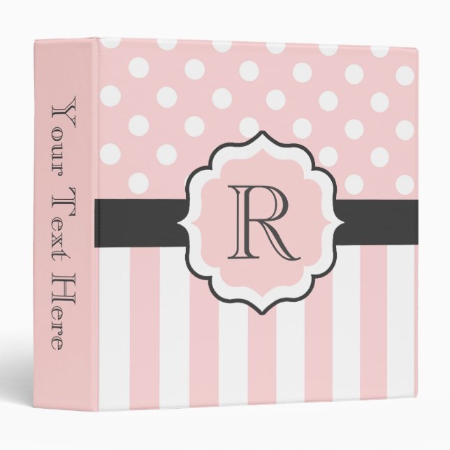 Pink Dots and Stripes Pattern Binder (Front/Spine)