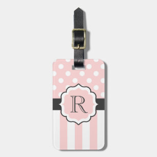 Pink Dots and Stripes Pattern Luggage Tag