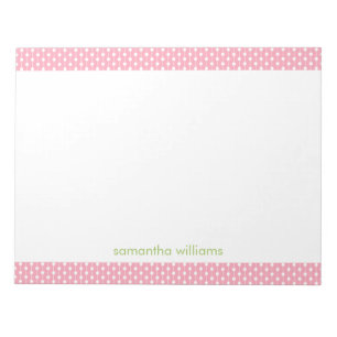 Pink Dots and Stripes Pattern Personalized Notepad