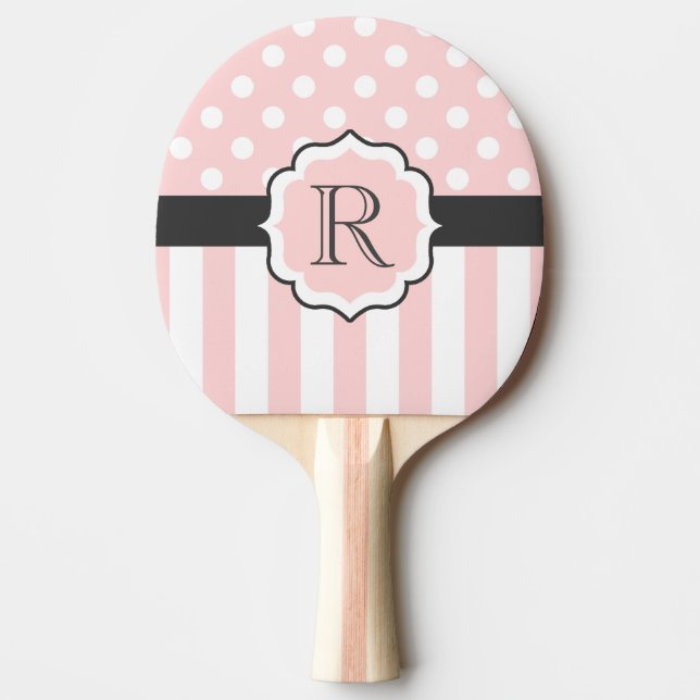 Pink Dots and Stripes Pattern Ping Pong Paddle (Front)