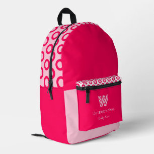 Pink Dots Fantasy Student Monogram Printed Backpack