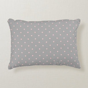 Pink Dots Girly Feminine Circles Happy Easter Grey Accent Pillow