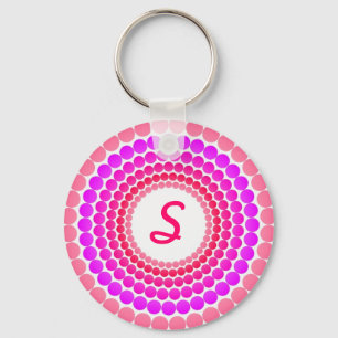 Pink Dots Monogram Keychain