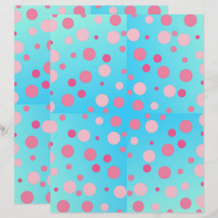 Pink Dots on Blue Recycled Scrapbooking Paper 