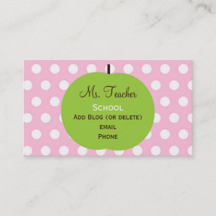 Pink Dots Teacher Business Cards
