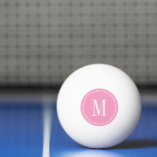 Pink Dotted Circle Monogram Personalized Ping Pong Ball