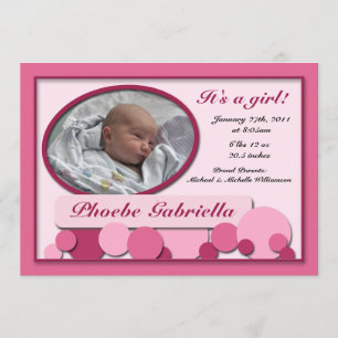 Pink Dotted Fun Birth Announcements