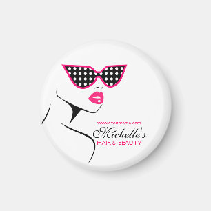 Pink dotted sunglasses hair and beauty branding magnet