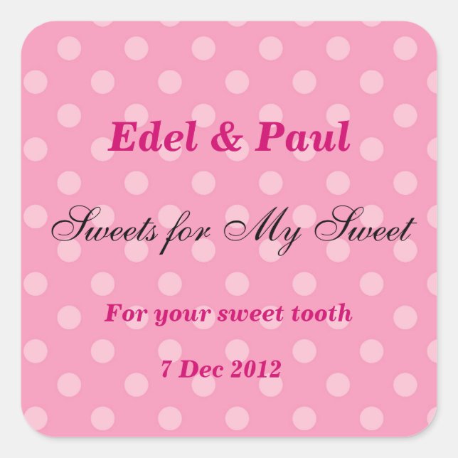 Pink dotty Sweets for my Sweet Sticker (Front)