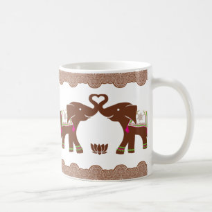 Pink Double Heart Elephants Coffee Mug