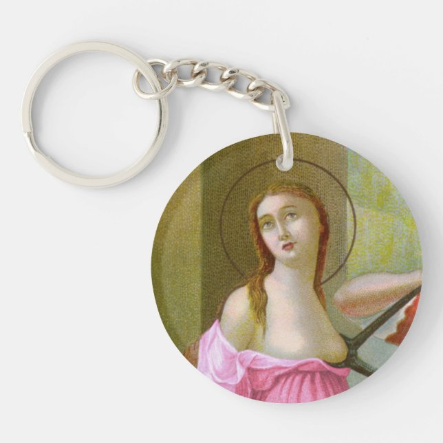 Pink Double Image St. Agatha (M 003) Keychain (Front)