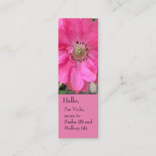 Pink double poppy mom bookmark mini business card