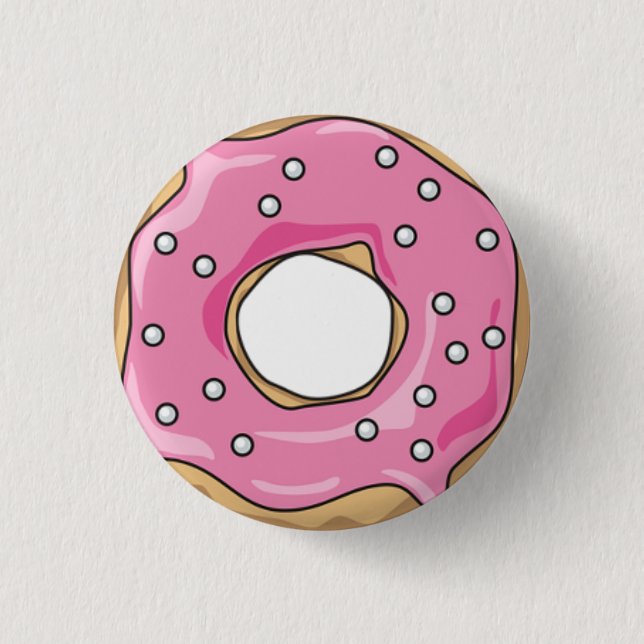 Pink Doughnut 1 Inch Round Button (Front)