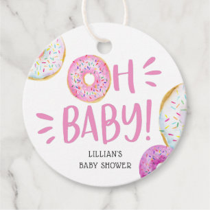 Pink Doughnut Baby Sprinkle Favour Tags
