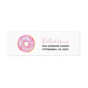 Pink Doughnut Baby Sprinkle Return Address